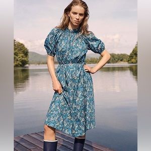 J. Crew Smocked neck puff-sleeve dress in Liberty® Sea Blossoms